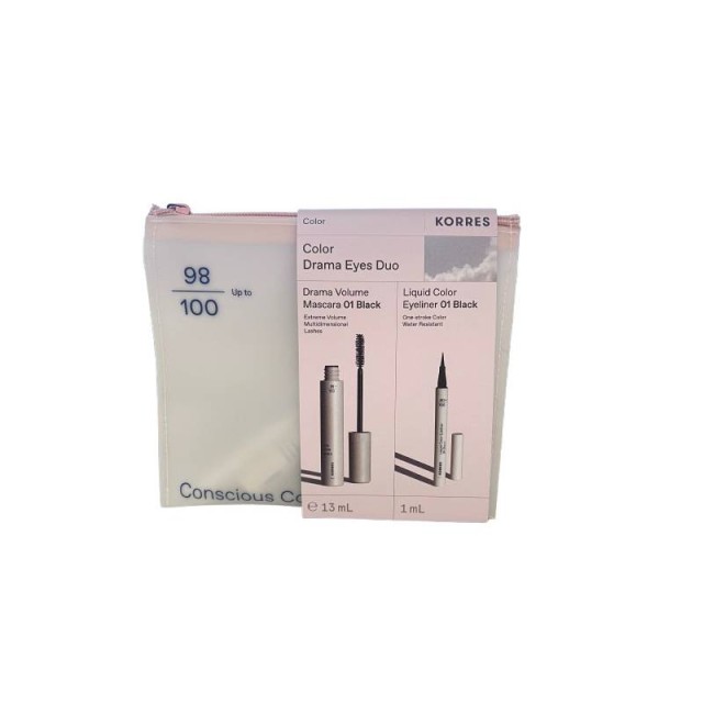 Korres Promo Color Drama Eyes Duo Drama Volume Mascara 01 Black 13ml & Liquid Color Eyeliner 01 Black 1ml