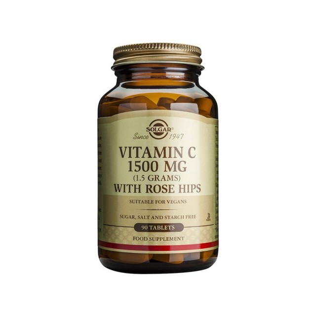 SOLGAR VIT C ROSE HIPS 1500MG TABS 90S
