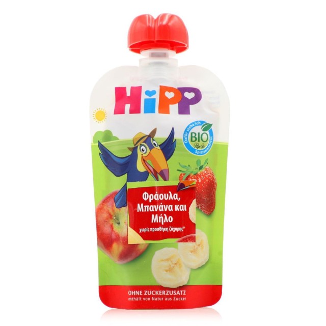Hipp Hippis Φρουτοπολτός Φράουλα, Μπανάνα & Μήλο, 100gr