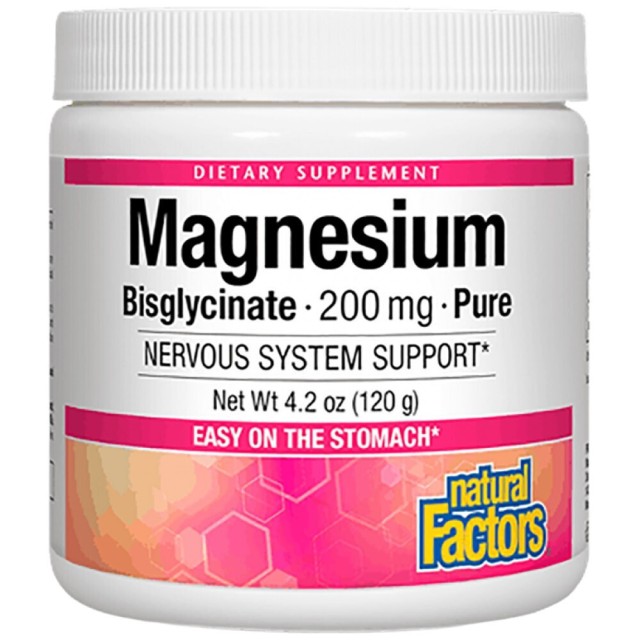 Natural Factors Magnesium Bisglycinate, 200mg Powder Μαγνήσιο 120gr