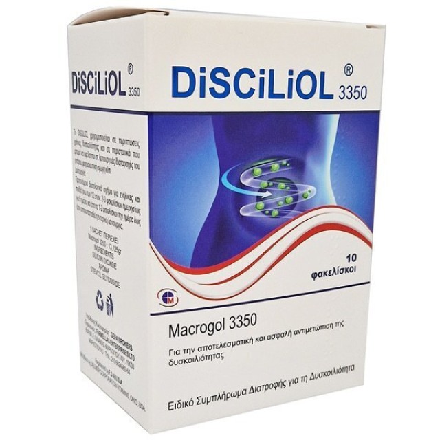 Medichrom Disciliol Macrogol 3350 Ειδικό Συμπλήρωμα Διατροφής για την Δυσκοιλιότητα 10 Φακελίσκοι