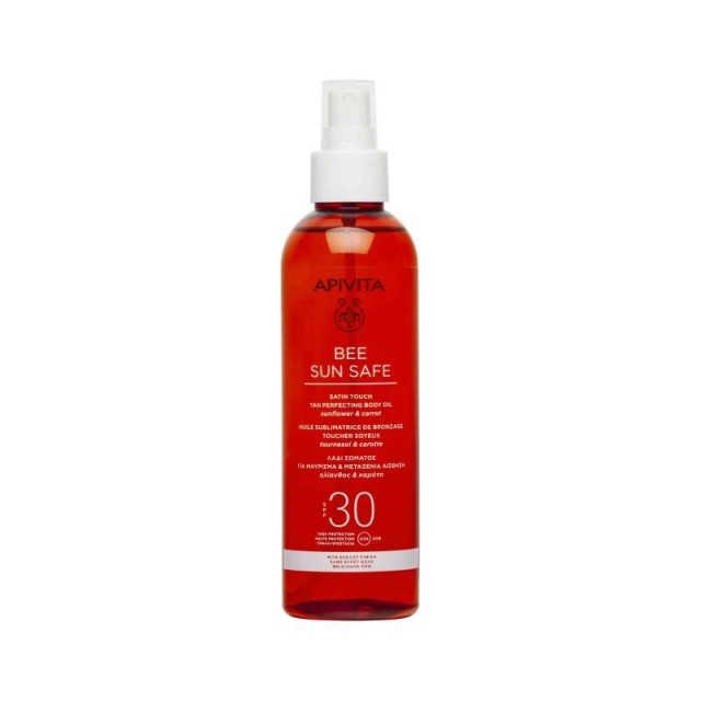 Apivita Bee Sun Safe Satin Touch The Perfecting Body Oil SPF30 Λάδι Σώματος για Μαύρισμα & Μεταξένια Αίσθηση, 200ml
