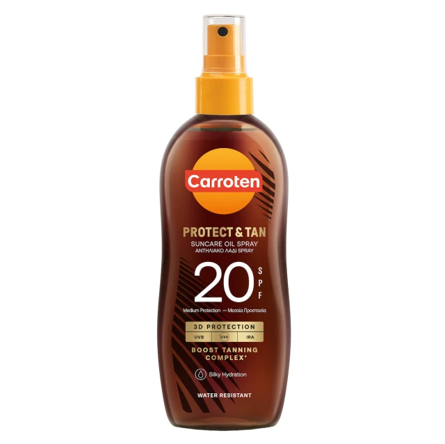 Carroten Protect & Tan Αδιάβροχο Αντηλιακό Λάδι για το Σώμα SPF20 σε Spray 150ml