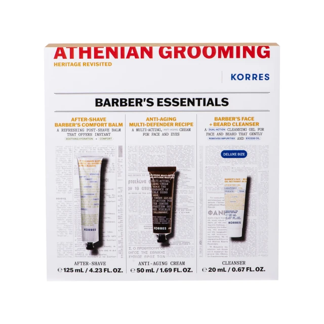 Korres Athenian Grooming Balm Προσώπου για Μετά το Ξύρισμα 125ml  Αντιγηραντική Κρέμα Προσώπου & Ματιών για Άνδρες 50ml   Δροσιστικό Gel Καθαρισμού για Πρόσωπο & Γένια 20ml