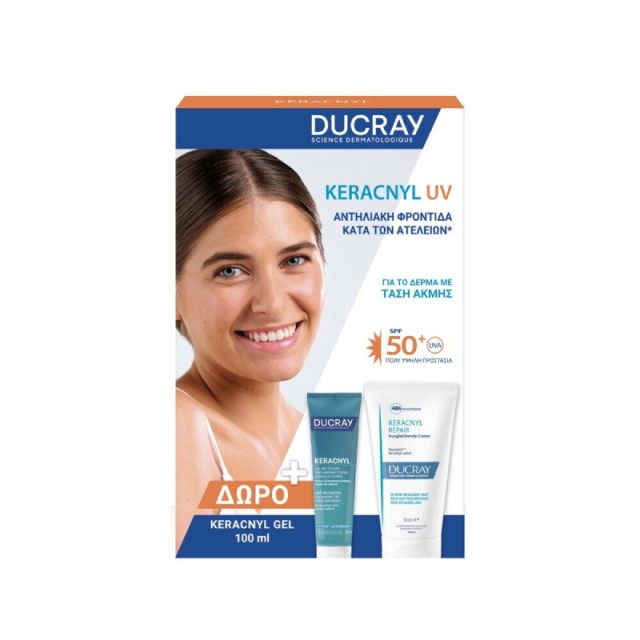 Ducray Promo Keracnyl UV SPF50+ Fluid Λεπτόρρευστη Αντηλιακή Κρέμα για Δέρμα με Τάση Ακμής, 50ml & Δώρο Keracnyl Foaming Gel for Face & Body, 100ml