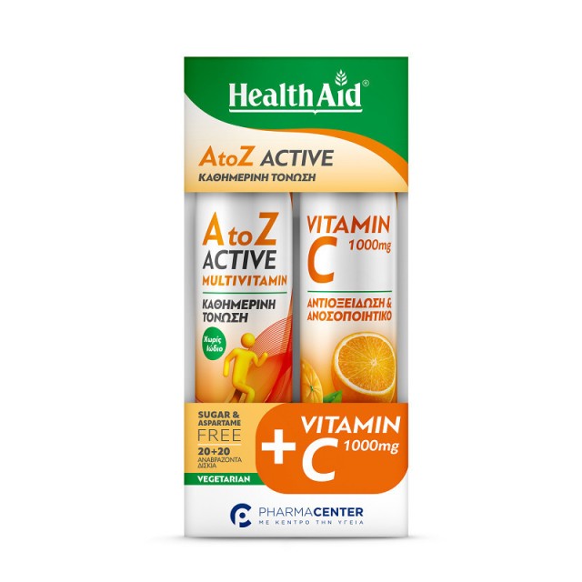 Health Aid Promo A to Z Active Multivitamins 20 Αναβράζοντα Δισκία & Vitamin C 1000mg, 20 Αναβράζοντα Δισκία