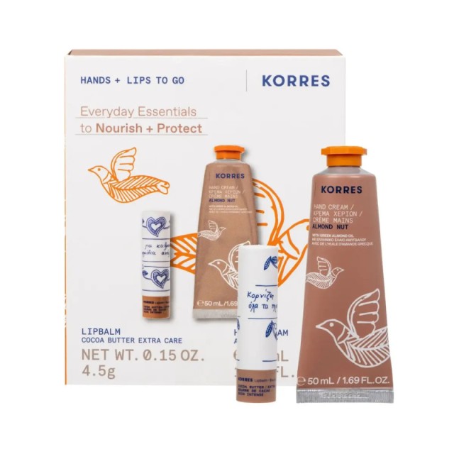 Korres Promo Pack Almond Nut Κρέμα Χεριών 50ml + Lipbalm με Άρωμα Βούτυρο Cocoa 50ml