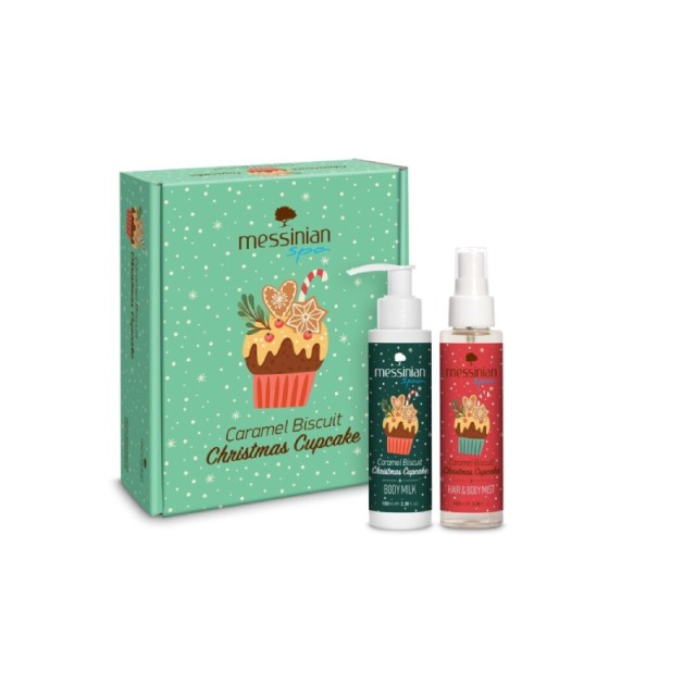 Messinian Spa Promo Caramel-Biscuit Christmas Cupcake Box - Γαλάκτωμα Σώματος 100ml & Hair & Body Mist 100ml