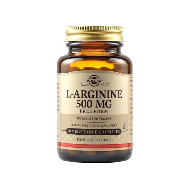 Solgar L-Arginine 500mg 50 φυτικές κάψουλες