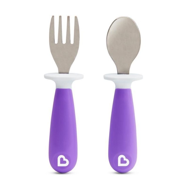 Munchkin Raise Toddler Fork & Spoon Set Εκπαιδευτικό Κουτάλι & Πιρούνι Μωβ