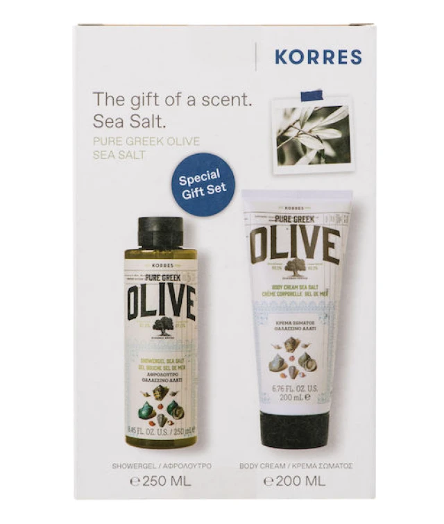 Korres Πακέτο Pure Greek Olive Sea Salt Αφρόλουτρο 250ml & Κρέμα Σώματος 200ml