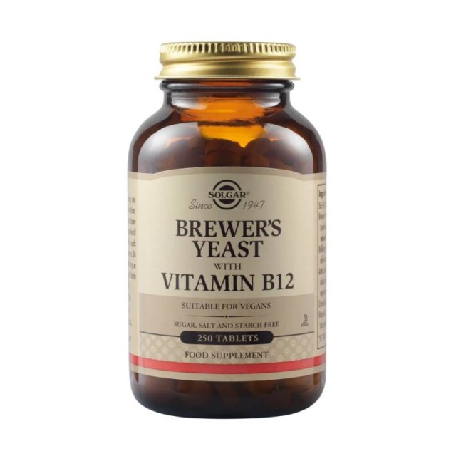 Solgar Brewers Yeast with Vitamin B12, 250 Ταμπλέτες