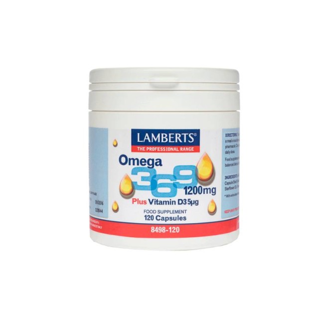 Lamberts Omega 3 6 9 1200mg Plus Vit D3 5μg 120 κάψουλες