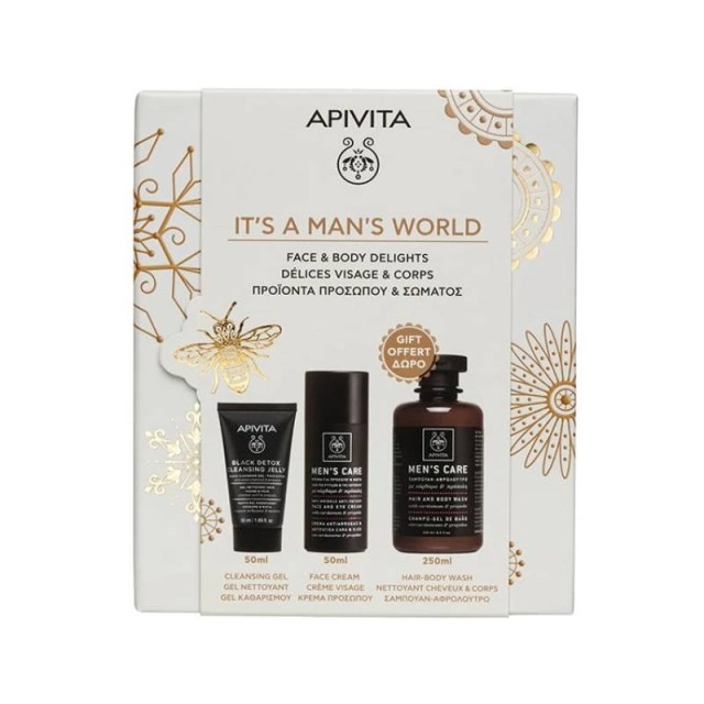Apivita Promo Mens Care Κρέμα Προσώπου & Ματιών 50ml & Gel Καθαρισμού για Πρόσωπο & Μάτια 50ml & Δώρο Σαμπουάν - Αφρόλουτρο 250ml