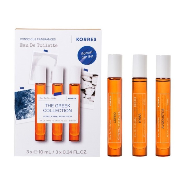 Korres The Greek Collection Eau de Toilette Set, Σετ με Lefko Kyma & Avgoustos 3x10ml