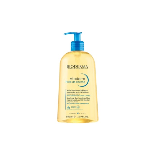 Bioderma Atoderm Huile De Douche Απαλό Αφρόλουτρο σε Ελαιώδη Μορφή κατά των Ερεθισμών για το Ευαίσθητο Ξηρό προς Ατοπικό Δέρμα, 500ml