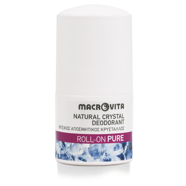 Macrovita Natural Crystal Deodorant Φυσικός Αποσμητικός Κρύσταλλος Roll On με Άρωμα Pure 50ml