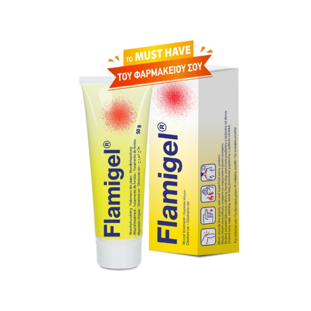 Flamigel® Υδροενεργό Επίθεμα σε Μορφή Gel για την Αντιμετώπιση Εγκαυμάτων & Μικρών Πληγών – Επουλώνει γρήγορα και Ανακουφίζει άμεσα από τον Πόνο – 50g