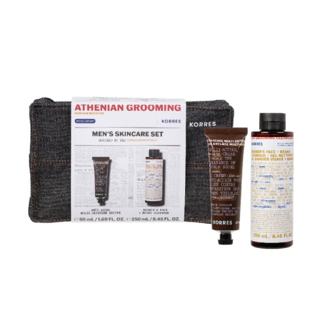 Korres Promo Athenian Grooming Anti-Aging Multi-Defender Recipe 50ml & Barbers Face & Beard Cleanser 250ml & Δώρο Νεσεσέρ 1 Τεμάχιο