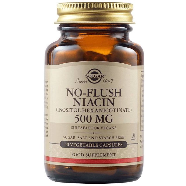 Solgar No-Flush Niacin 500mg, 50veg.caps