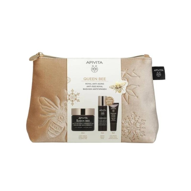 Apivita Promo Pack Queen Bee Κρέμα Απόλυτης Αντιγήρανσης Ελαφριάς Υφής 50ml & Αντιρυτιδικός Ορός 10ml & Αντιγηραντική Κρέμα Ματιών 5ml