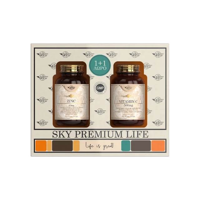 Sky Premium Life Promo Pack Zinc 25mg 60 ταμπλέτες & Δώρο Vit C 500mg 60 ταμπλέτες