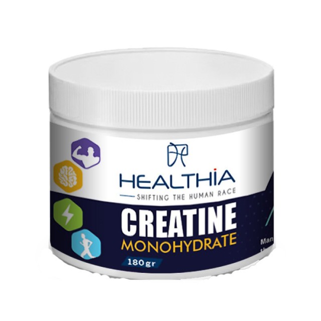 Healthia Creatine Monohydrate Συμπλήρωμα Διατροφής 100% Καθαρή Μονοϋδρική Κρεατίνη, 180gr