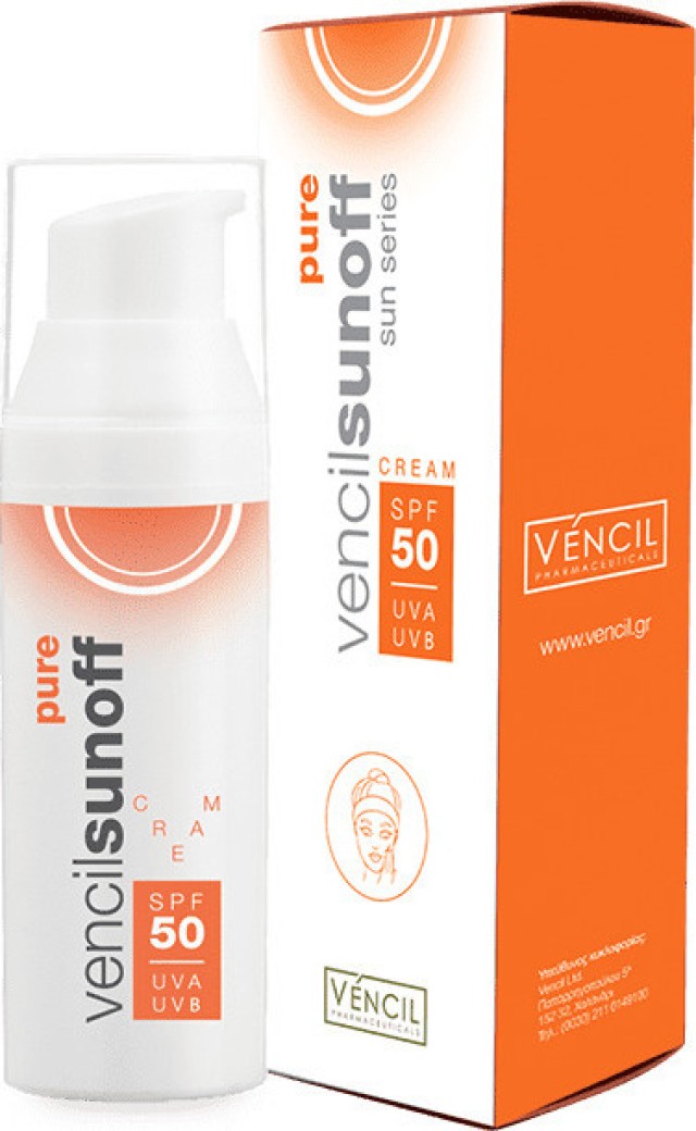 Vencil Sunoff Pure Cream SPF50 Αντιηλιακή Κρέμα Προσώπου 50ml