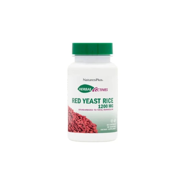 Natures Plus Herbal Actives Red Yeast Rice 1200mg για Μείωση της Χοληστερίνης 60 Φυτικές Κάψουλες