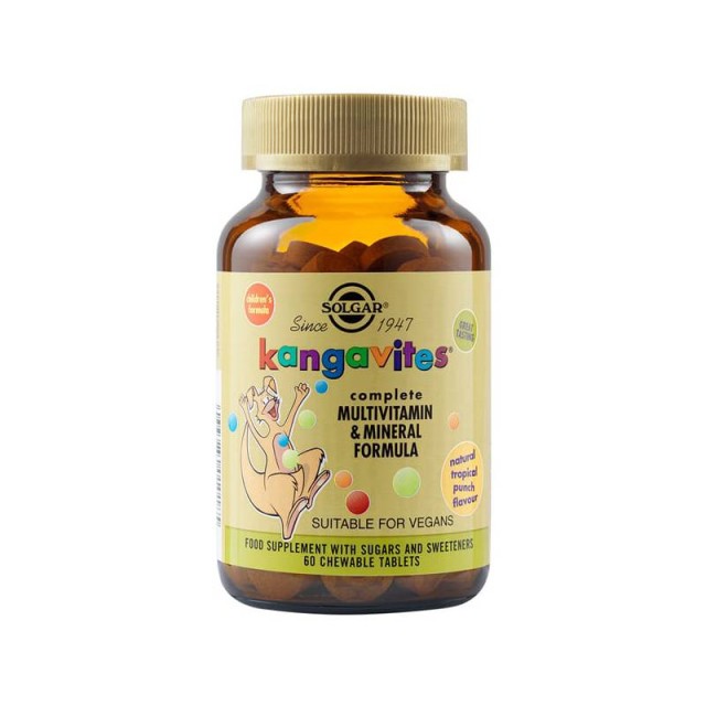 Solgar Kangavites Multivitamin & Mineral Formula Tropical Punch 60 μασώμενα δισκία