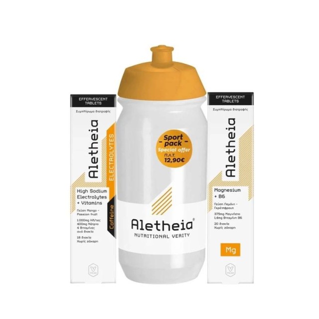 Vican Promo Pack Aletheia High Sodium Electrolytes + Vitamins + Caffeine 18 αναβράζουσες ταμπλέτες & Magnesium + Vitamin B6 20 αναβράζουσες ταμπλέτες & Δώρο Sport Bottle 500ml 1τεμ.