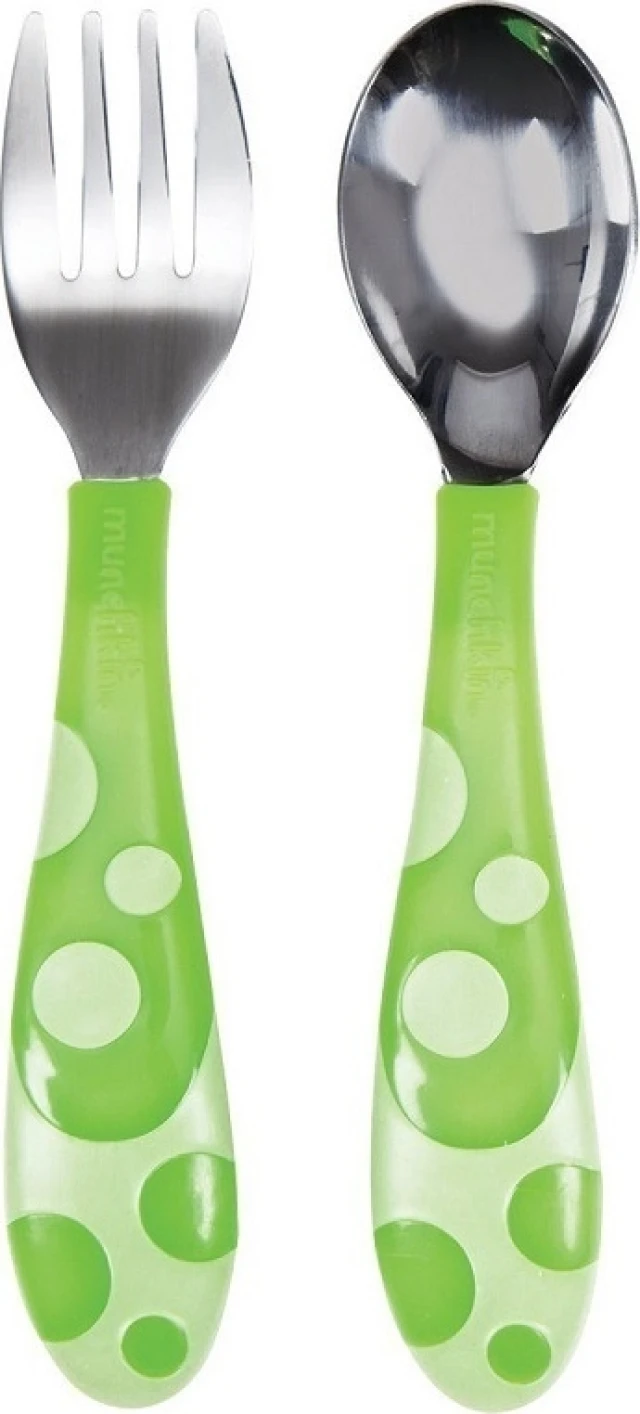 Munchkin Toddler Fork & Spoon Κουταλοπίρουνο απο Μέταλλο 12m+, 2τεμ - Πρασινο