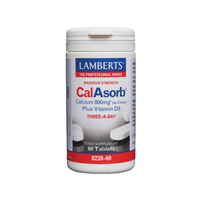 Lamberts Calasorb 800mg Plus Vitamin D3 Maximum Strength Ασβέστιο Υψηλής Απορρόφησης & Βιταμίνη D3, 60Tabs