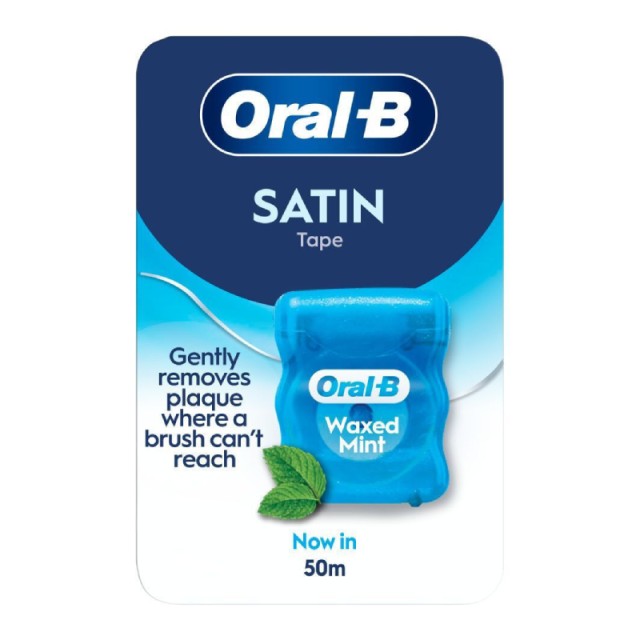 Oral-B Satin Floss Οδοντικό Νήμα Κηρωμένο, Γεύση Μέντας 50m