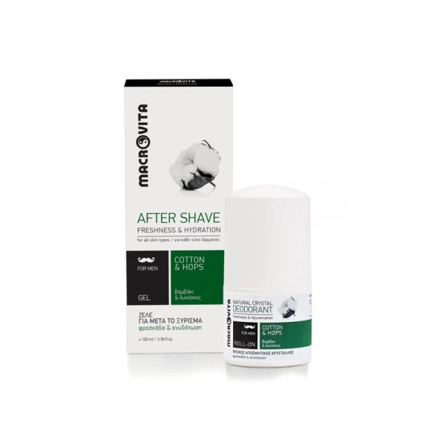 Macrovita Promo Pack Gel Για Μετά το Ξύρισμα 100ml + Αποσμητικό Roll On 50ml Για Άνδρες