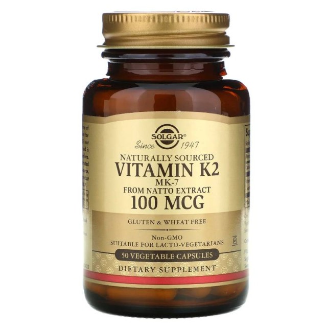 Solgar, Vitamin K2 Mk-7 100 Mcg, 50 Vegetable Capsules