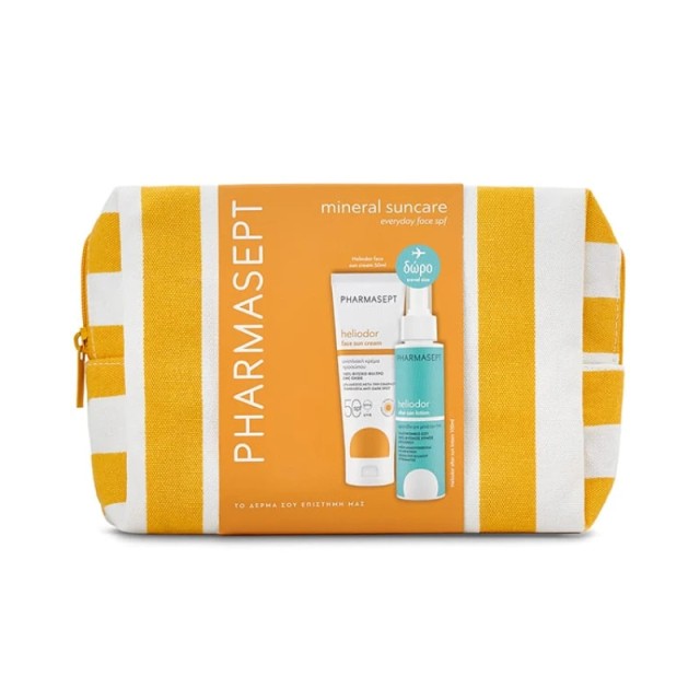 Pharmasept Promo Heliodor Face Sun Cream SPF50 Αντηλιακό Προσώπου, 50ml & Δώρο Travel Size Heliodor After Sun Lotion Γαλάκτωμα Προσώπου-Σώματος για Μετά την Έκθεση στον Ήλιο, 100ml & Νεσεσέρ, 1σετ