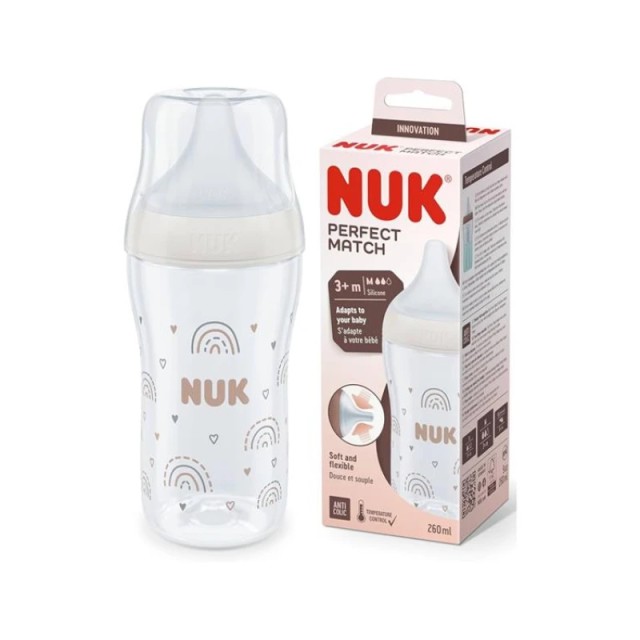 Nuk Πλαστικό Μπιμπερό Perfect Κατά των Κολικών με Θηλή Σιλικόνης για 3+ μηνών Πολύχρωμο 260ml (10.216.015)