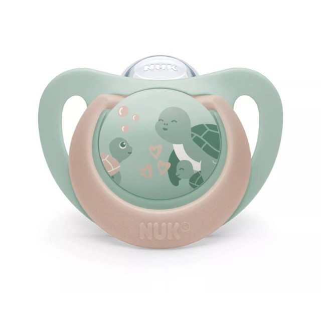 Nuk First Choice Ορθοδοντική Πιπίλα Σιλικόνης με Θήκη 6-18m Χελώνα, 1 Τεμάχιο