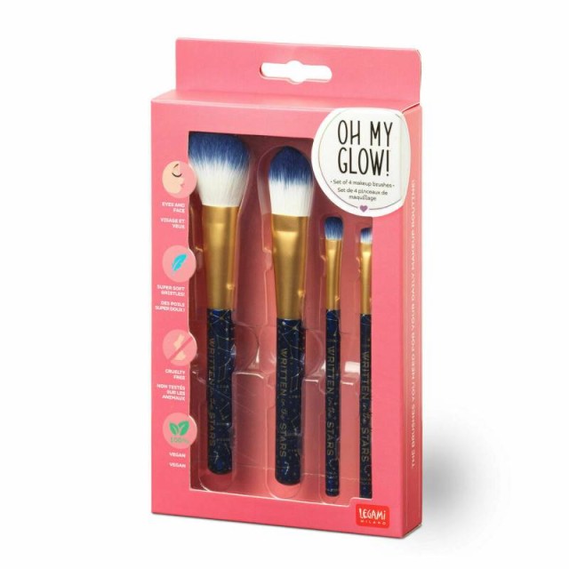 Legami Oh My Glow! Set Of 4 Makeup Brushes - Stars - MUBS0001