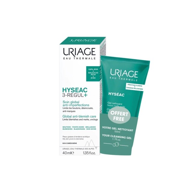 Uriage Promo Pack Hyseac 3-regul Κρέμα Κατά Των Ατελειών 40ml & Gel Καθαρισμού 50ml