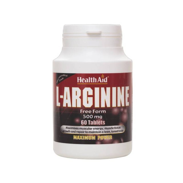 Health Aid L-Arginine Αργινίνη 500mg για Παραγωγή Ενέργειας στους Μύες 60 ταμπλέτες