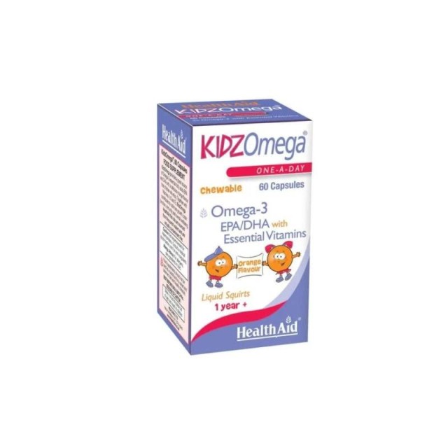 Health Aid KidzOmega One A Day Chewable Omega 3 Ιχθυέλαιο Κατάλληλο για Παιδιά με Γεύση Πορτοκάλι 60 μασώμενες ταμπλέτες
