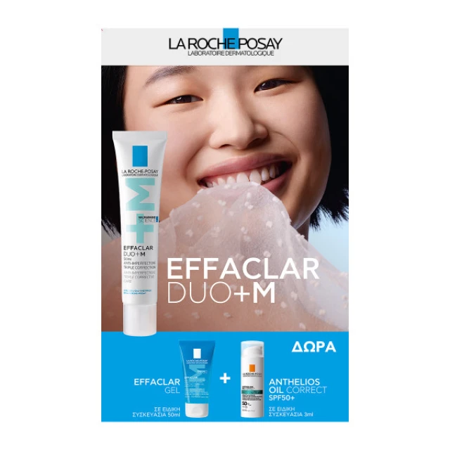 La Roche-Posay Promo Pack Effaclar DUO+M Τριπλή Διορθωτική Φροντίδα για Λιπαρό με Τάση Ακμής Δέρμα & ΔΩΡΟ Effaclar Gel 50ml & Anthelios Oil Correct SPF50+ 3ml