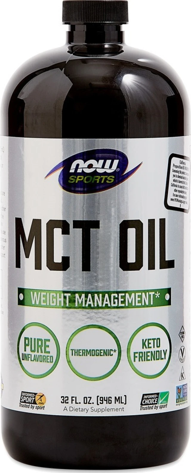 Now Foods MCT Oil Liquid Vegeterian 100% Pure Συμπλήρωμα Διατροφής, Θερμογεννητική Φόρμουλα Απώλειας Βάρους 946ml