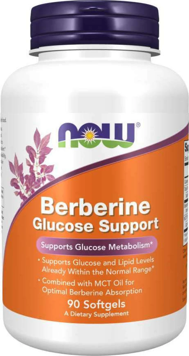 Now Foods Now Foods Berberine Glucose Support-Συμπλήρωμα Διατροφής με Βερβερίνη, 90 Μαλακές Κάψουλες