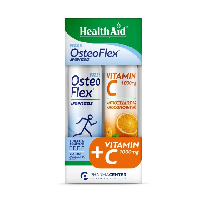 Health Aid Promo Pack Osteoflex Fizzy για τις Αρθρώσεις 20 αναβρ. δισκία & Vitamin C 1000mg Γεύση Πορτοκάλι 20 αναβρ. δισκία