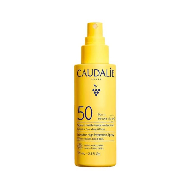 Caudalie Vinosun Spf50 Invisible Spray Λεπτόρρευστο Αντηλιακό Spary Προσώπου & Σώματος Υψηλής Προστασίας για Όλη την Οικογένεια 75ml