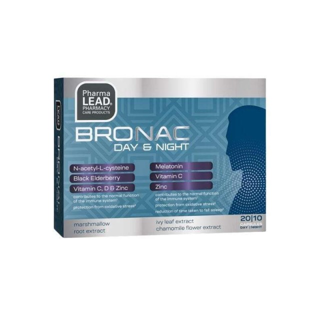 Pharmalead Bronac Day & Night Συμπλήρωμα Διατροφής για Ενίσχυση του Ανοσοποιητικού & Βελτίωση του Ύπνου 20 + 10 κάψουλες