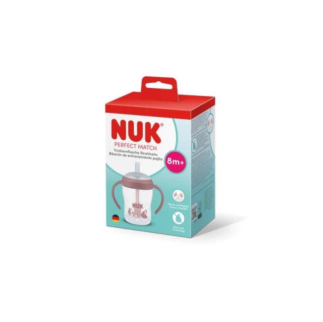 Nuk Perfect Match Eκπαιδευτικό Ποτηράκι με Καλαμάκι Σιλικόνης 8m+ Αρκούδα 150ml
